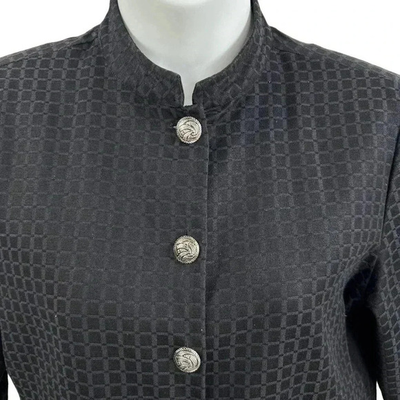 ALEX KIM Womens M Artful Mandarin Collar Jacket Front Embellish Embroidered Boho - Picture 5 of 16